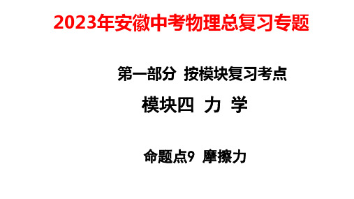 2023年安徽中考物理总复习专题：摩擦力