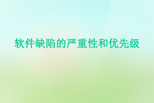 软件缺陷的严重性和优先级