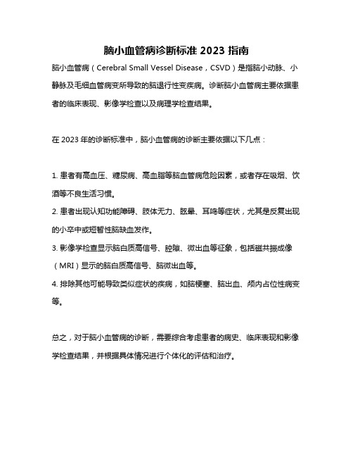 脑小血管病诊断标准2023指南