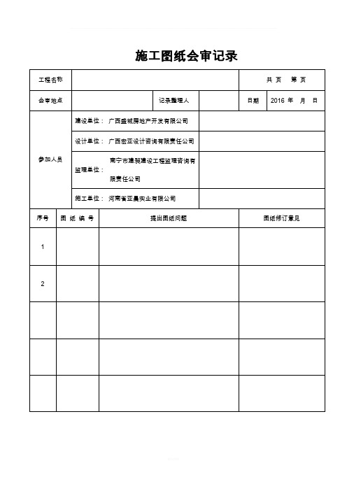 施工图纸会审记录范本