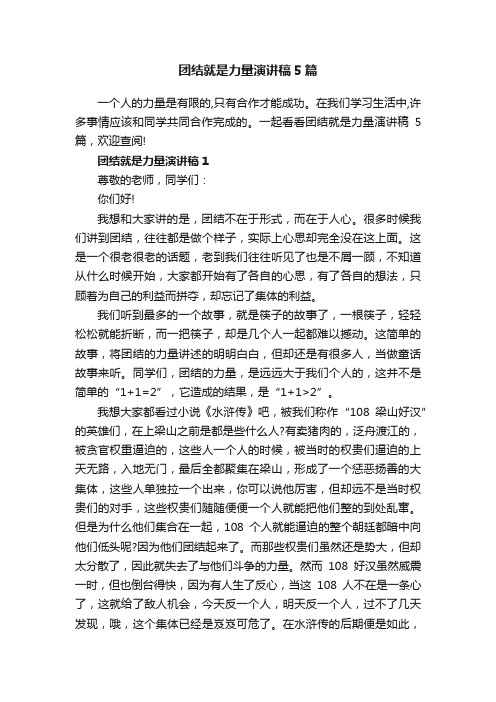 团结就是力量演讲稿5篇