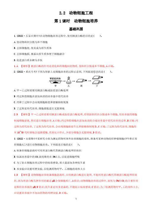 2.2.1 动物细胞培养(分层训练)(解析版)高二生物