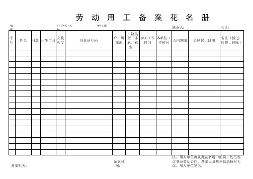 劳动用工备案花名册