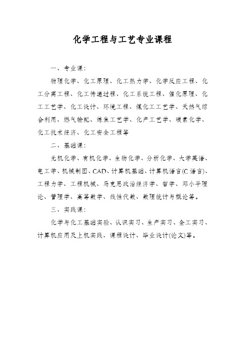 化学工程与工艺专业课程