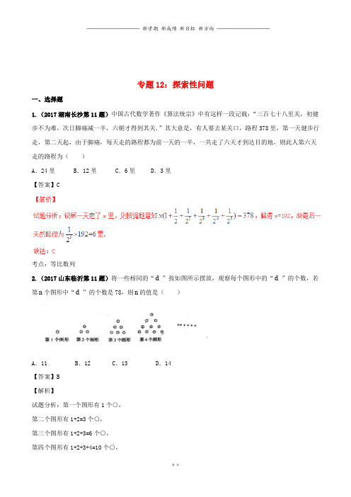 中考数学试题分项版解析汇编第期专题探索性问题含解析8