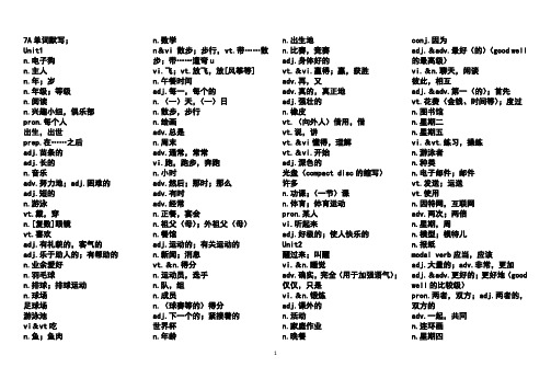 2014江苏牛津初中英语单词默写