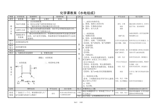 初中九年级(初三)化学 水的组成教案.doc