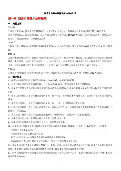 证券一般从业--重要知识点整理 证券市场基本法律法规(完整详细版)