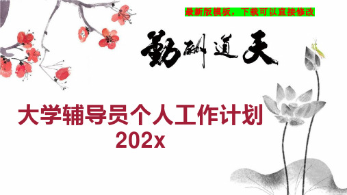 大学辅导员个人工作计划202xPPT模板下载