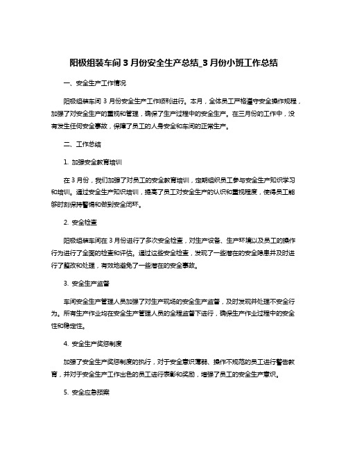 阳极组装车间3月份安全生产总结_3月份小班工作总结