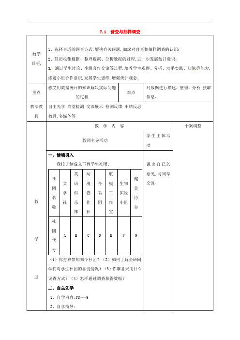 江苏省徐州市八年级数学下册第七章数据的收集整理与描述7.1普查与抽样调查2教案新版苏科版55