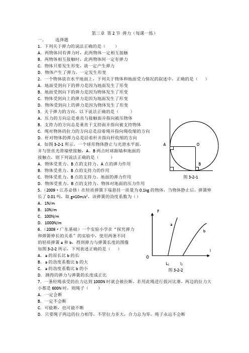 最新人教版高中物理必修1第三章《弹力》每课一练