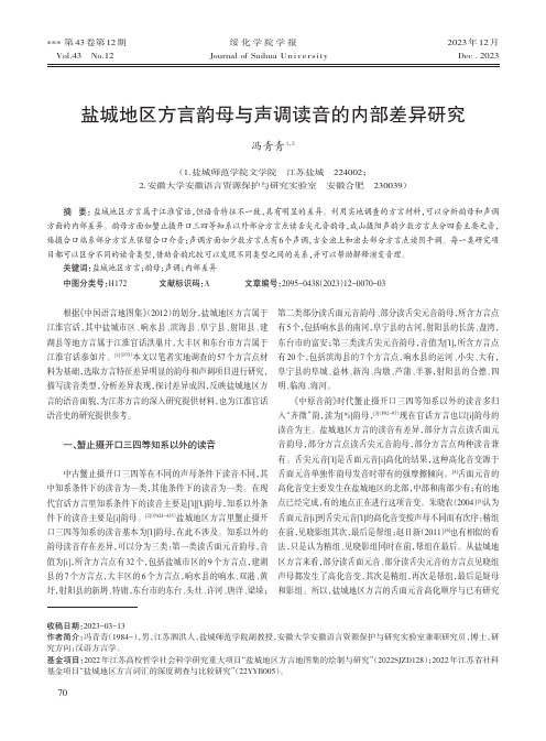 盐城地区方言韵母与声调读音的内部差异研究