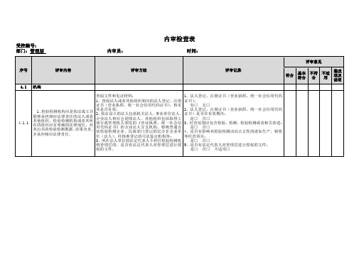 4-1内审检查表-管理层、技术负责人