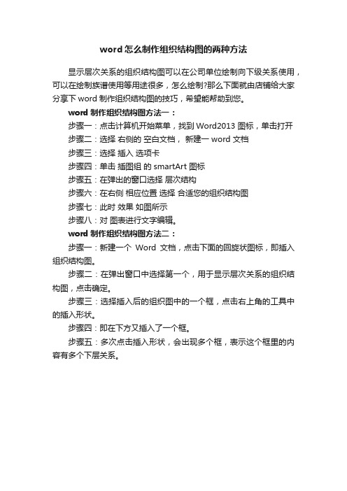 word怎么制作组织结构图的两种方法