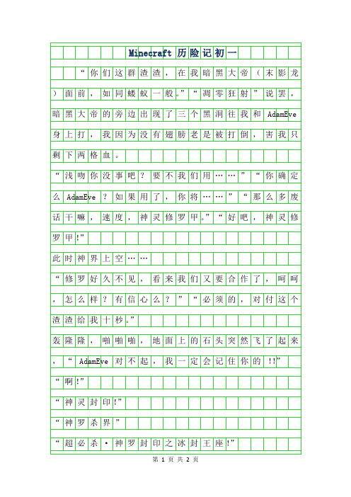 2019年Minecraft历险记初一作文500字