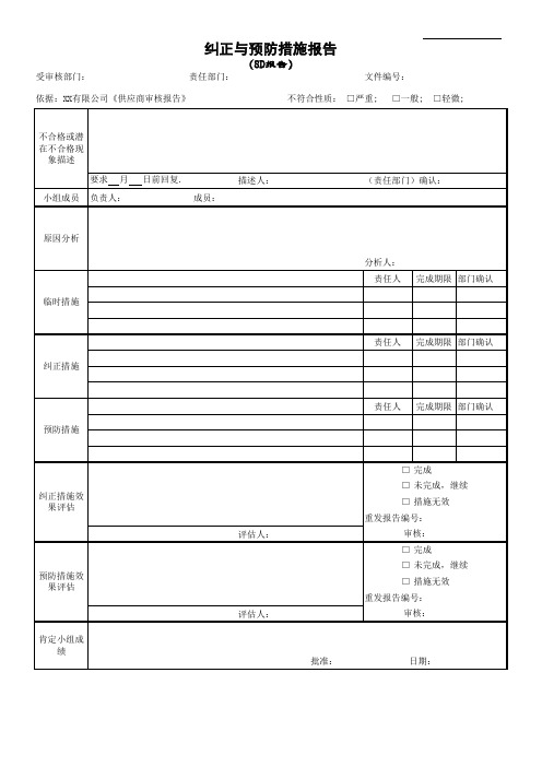 纠正与预防措施报告