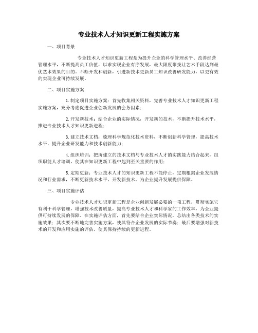 专业技术人才知识更新工程实施方案