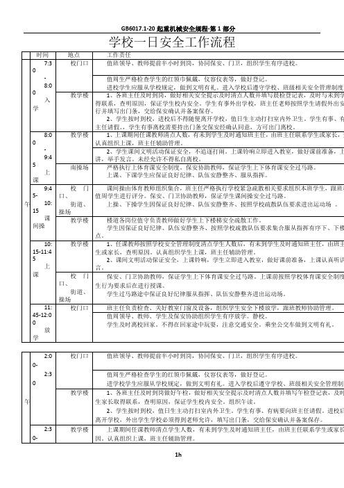 学校一日安全工作流程