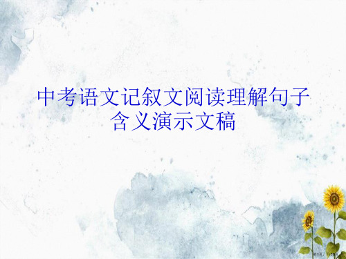 中考语文记叙文阅读理解句子含义演示文稿