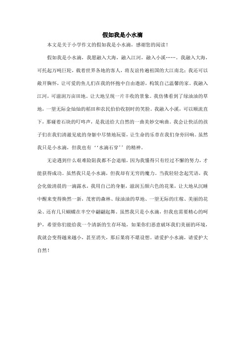 假如我是小水滴_小学作文_2