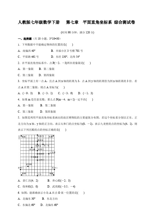 人教版七年级数学下册   第七章 平面直角坐标系 综合测试卷(含答案)