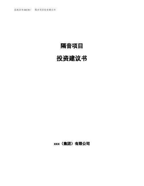 隔音项目投资建议书模板