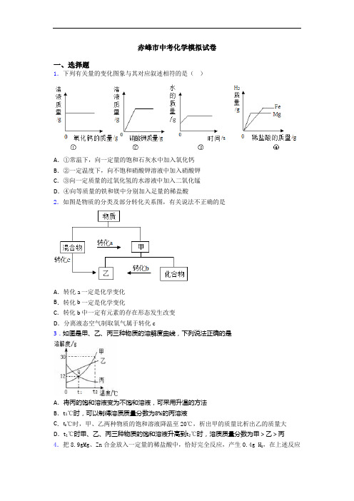 赤峰市中考化学模拟试卷