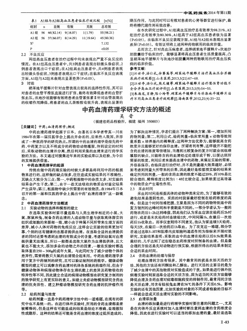 中药血清药理学研究方法的概述