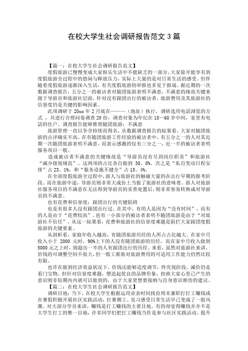 在校大学生社会调研报告范文3篇