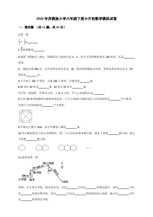 苏教版小升初数学--模拟试卷2  (解析版)