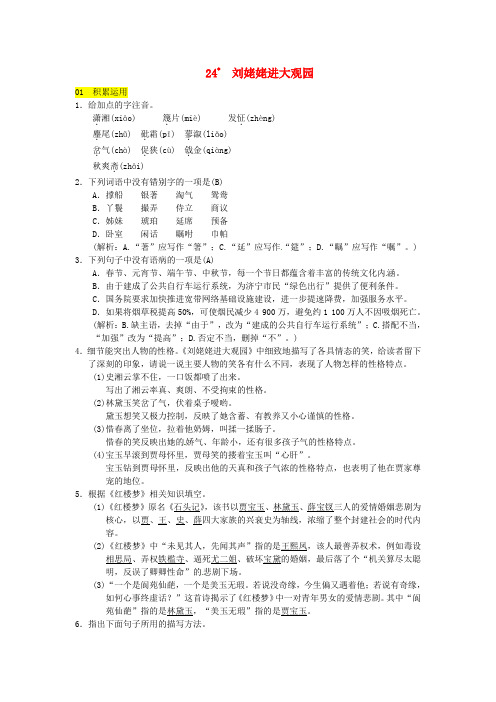 九年级语文上册第六单元24刘姥姥进大观园习题新人教版