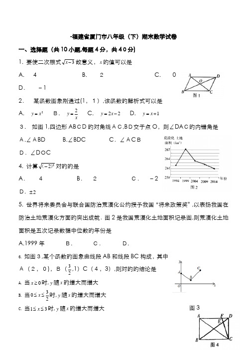 -厦门八年级下数学质检