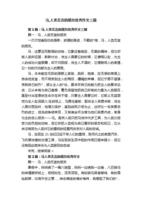 马,人类无言的朋友优秀作文三篇