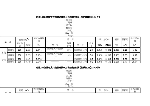 2101梁每孔梁工地现浇工程数量表