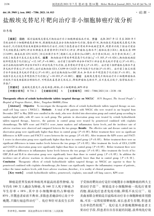 盐酸埃克替尼片靶向治疗非小细胞肺癌疗效分析