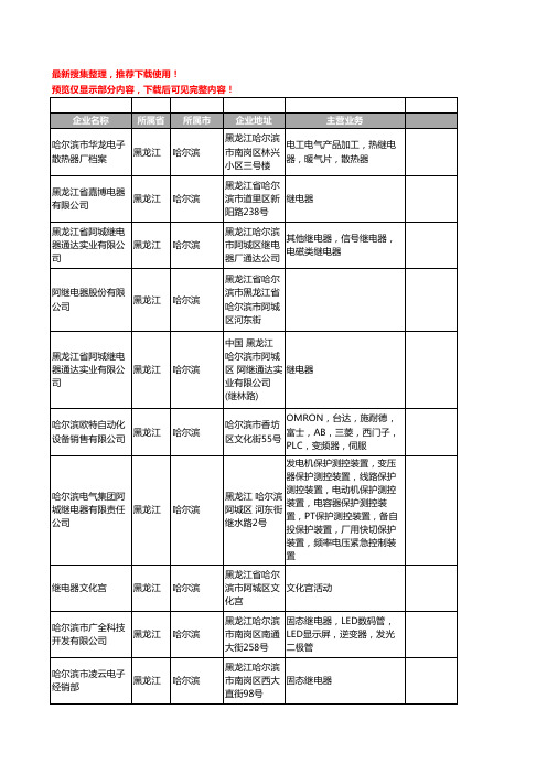 新版黑龙江省继电器工商企业公司商家名录名单联系方式大全103家