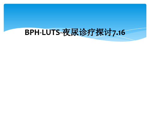 BPH-LUTS-夜尿诊疗探讨7.16