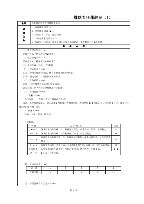 排球专项课教案