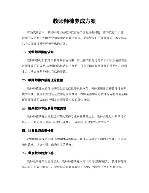 教师师德养成方案