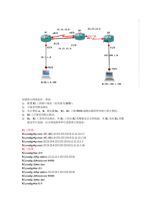 浮动静态路由实验