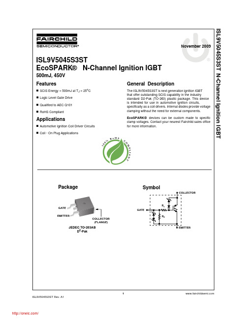 ISL9V5045S3ST;中文规格书,Datasheet资料