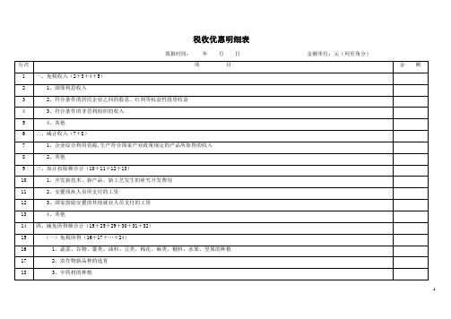 税收优惠明细表