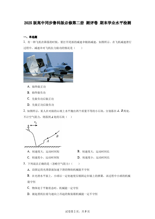 2025高中物理 同步鲁科版必修第二册测评卷期末学业水平检测