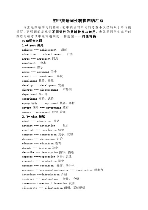 初中英语词性转换归纳汇总