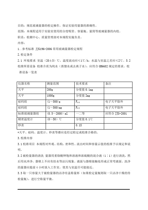 玻璃仪器校正标准操作规程