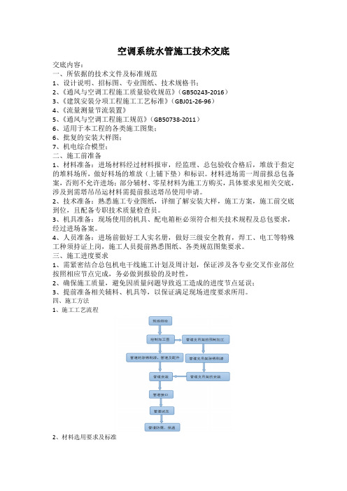 空调系统水管施工技术交底