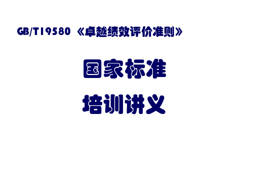 GBT19580卓越绩效评价准则国家标准培训讲义