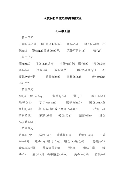 中考语文生字词总结