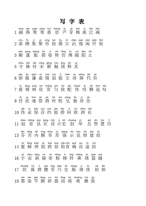 三年级下册语文119页词语表拼音清明